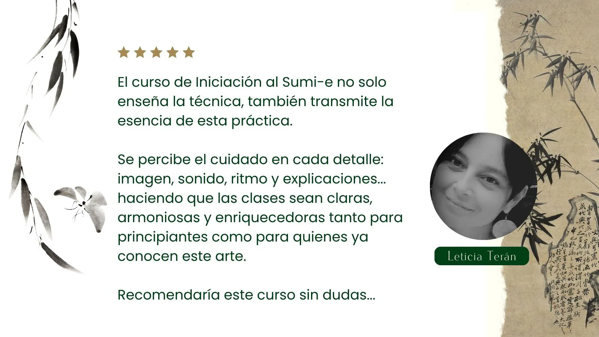 Testimonio de una alumna del curso Iniciación al Sumi-e