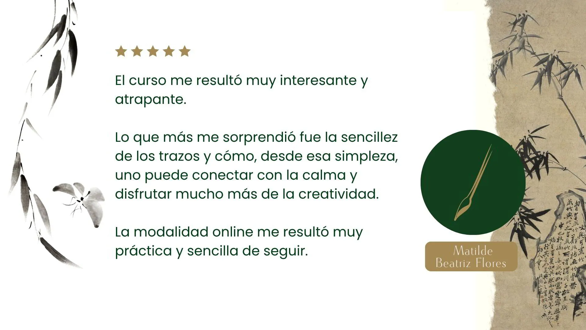 Testimonio de una alumna del curso Iniciación al Sumi-e