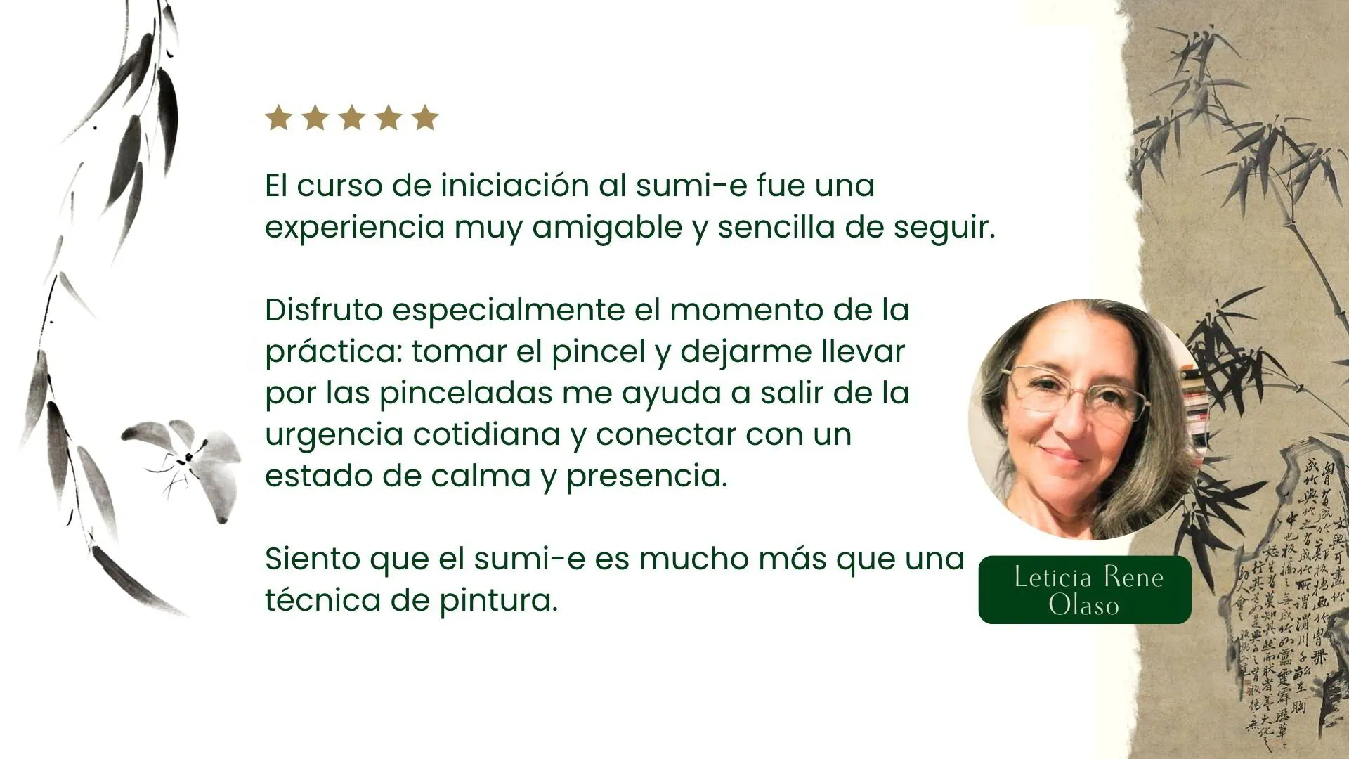 Testimonio de una alumna del curso Iniciación al Sumi-e